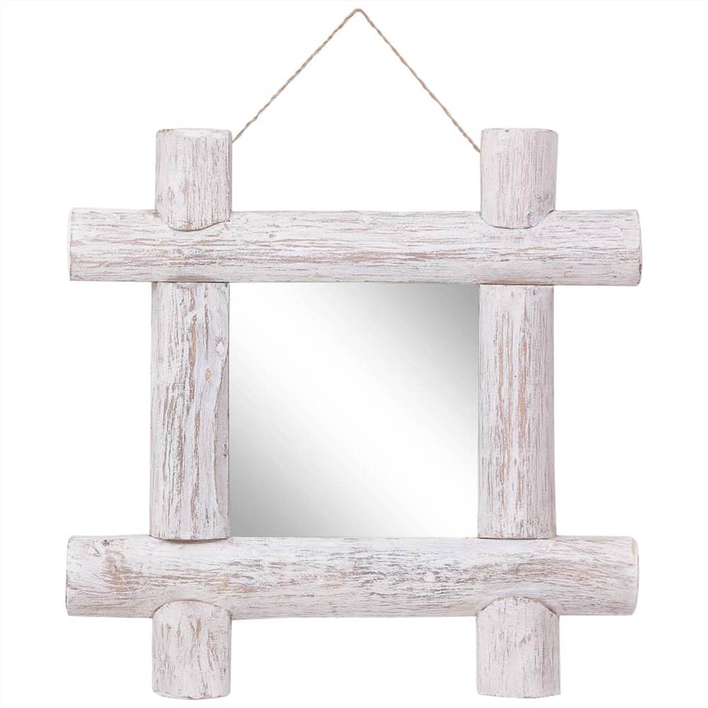 

Log Mirror White 50x50 cm Solid Reclaimed Wood