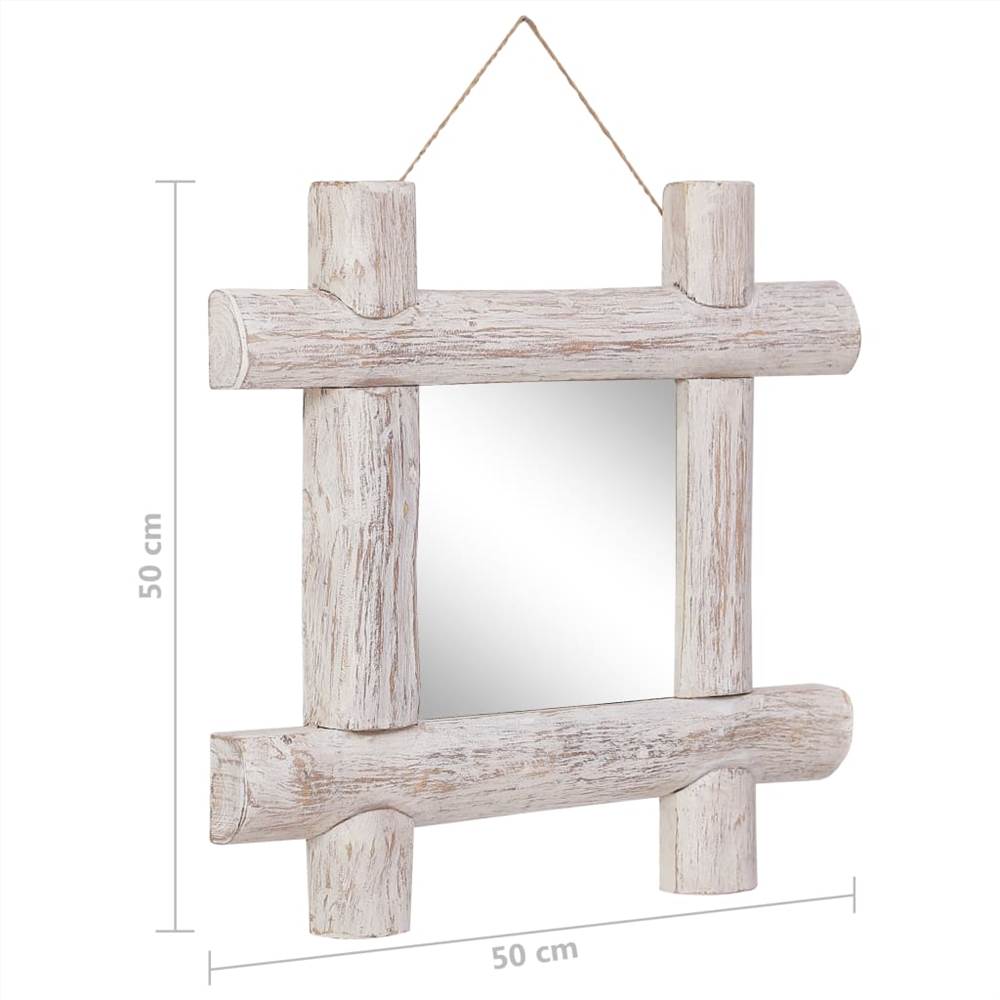 Log Mirror White 50x50 cm Solid Reclaimed Wood