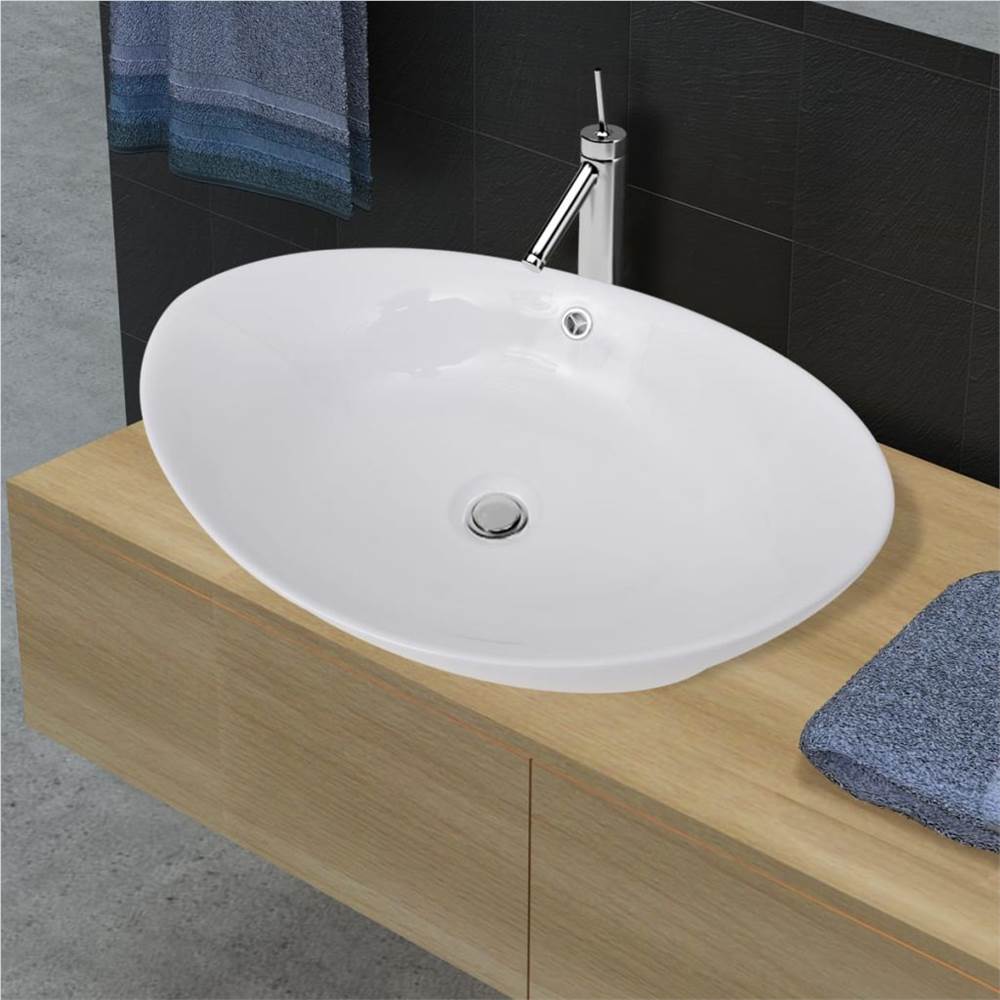 

Luxury Ceramic Basin Oval with Overflow 59 x 38,5 cm