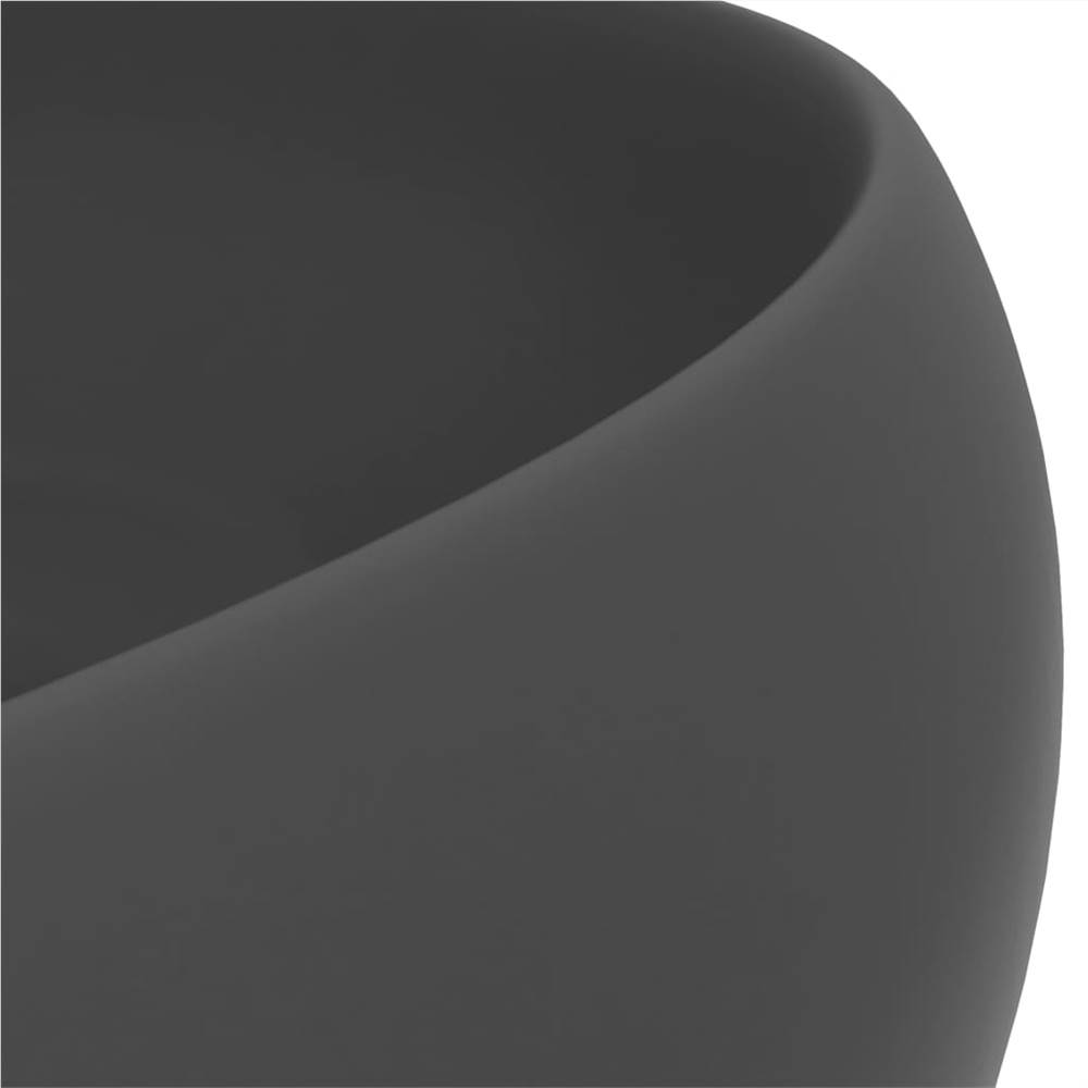 Luxury Wash Basin Round Matt Dark Grey 40x15 cm Ceramic