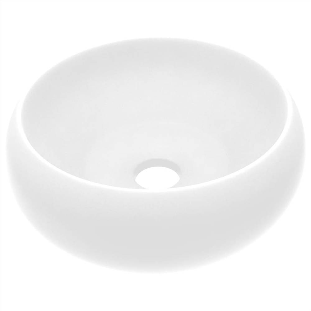 Luxury Wash Basin Round Matt White 40x15 cm Ceramic