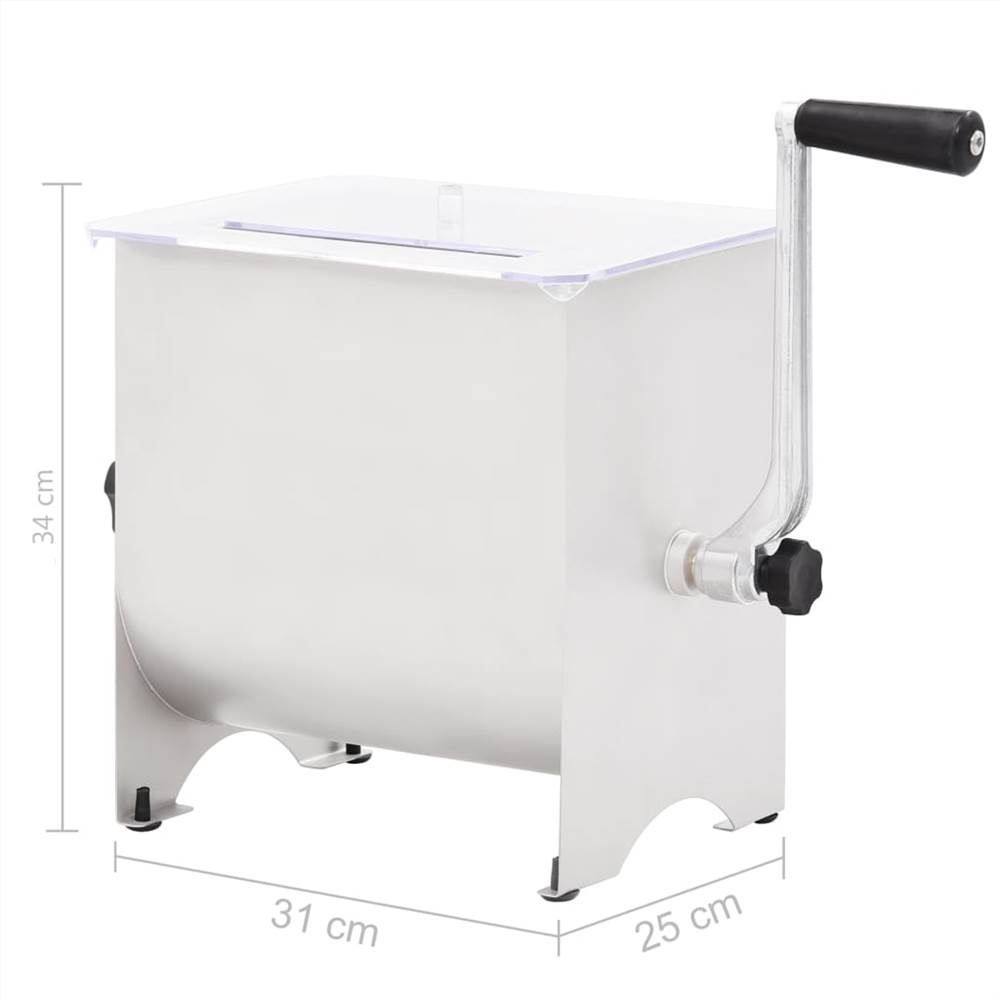 Manual Meat Mixer with Lid Silver 20 L Stainless Steel