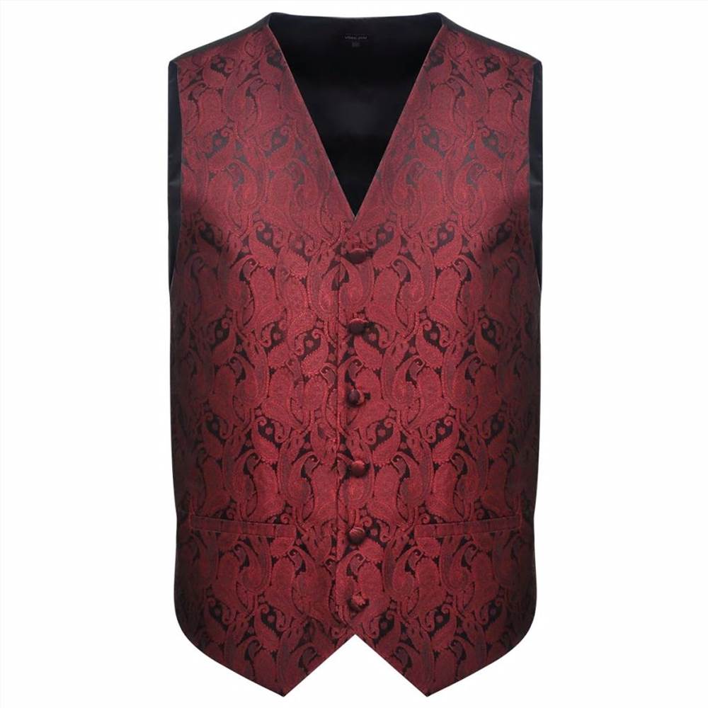 Mens Paisley Wedding Waistcoat Set Size 52 Burgundy