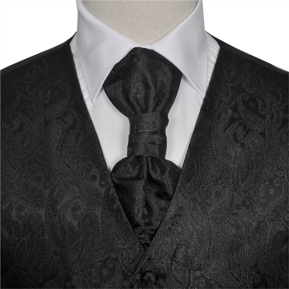 Mens Paisley Wedding Waistcoat Set Size 56 Black