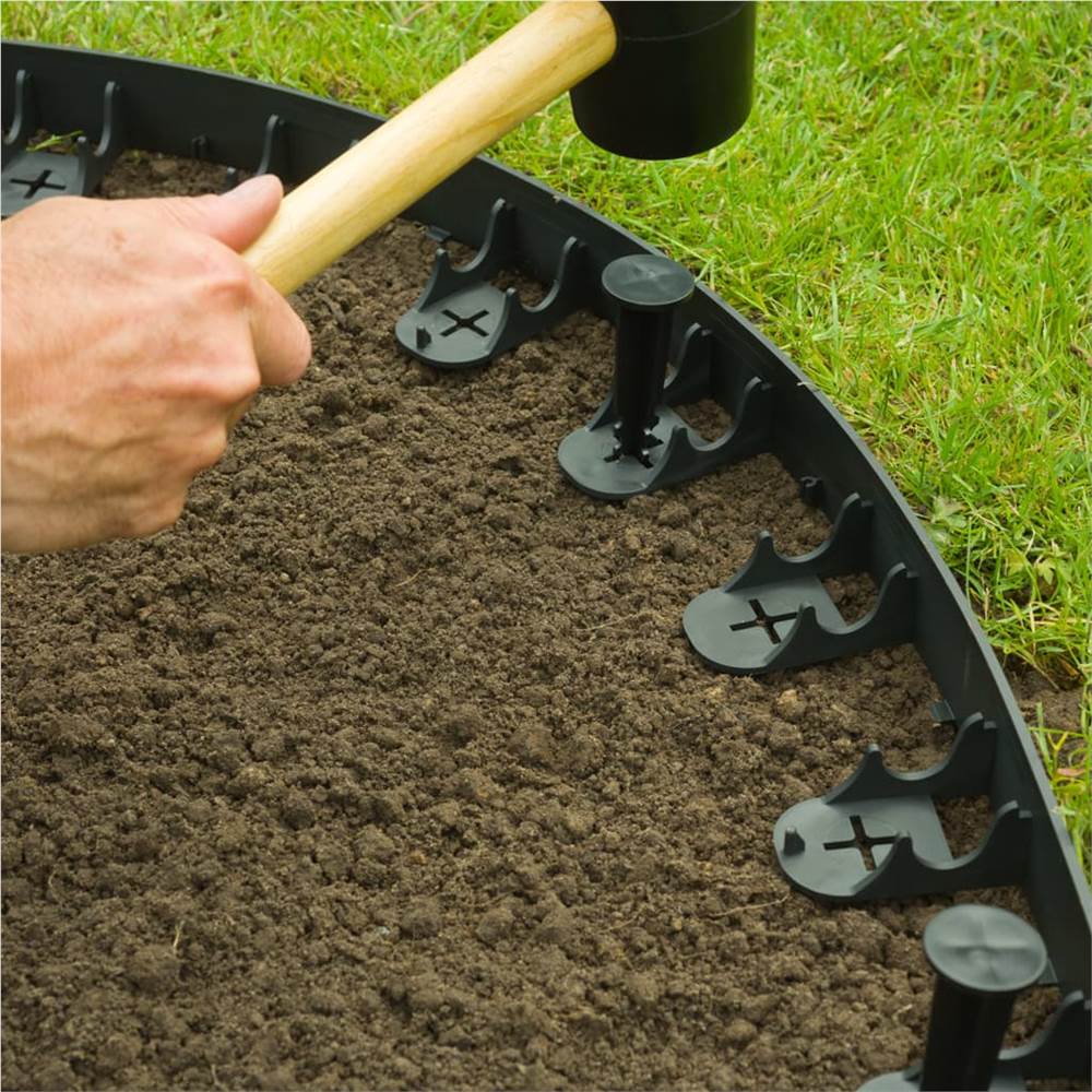 Nature Garden Border Edging and Anchor Pegs Black