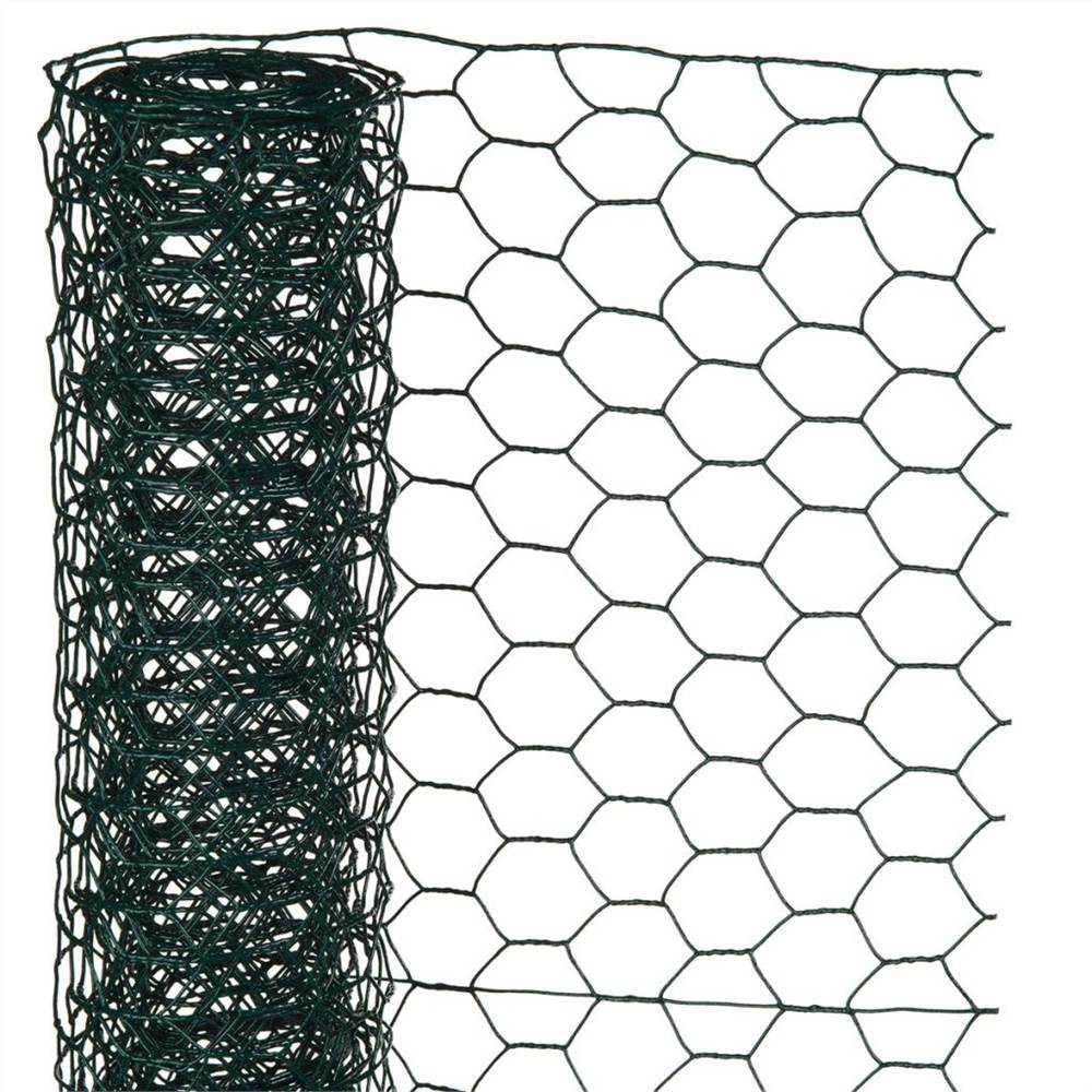 Nature Wire Mesh Hexagonal 1x5 m 13 mm Plastic coated Steel Green