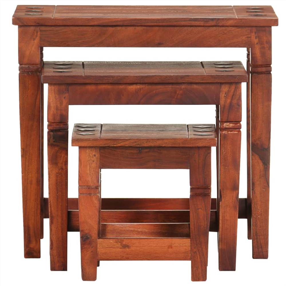 Nesting Tables 3 pcs Solid Acacia Wood