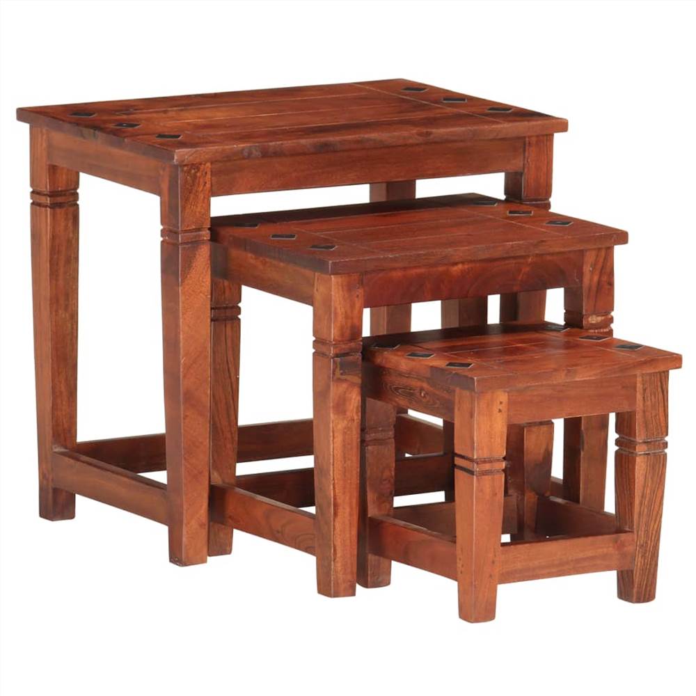 Nesting Tables 3 pcs Solid Acacia Wood