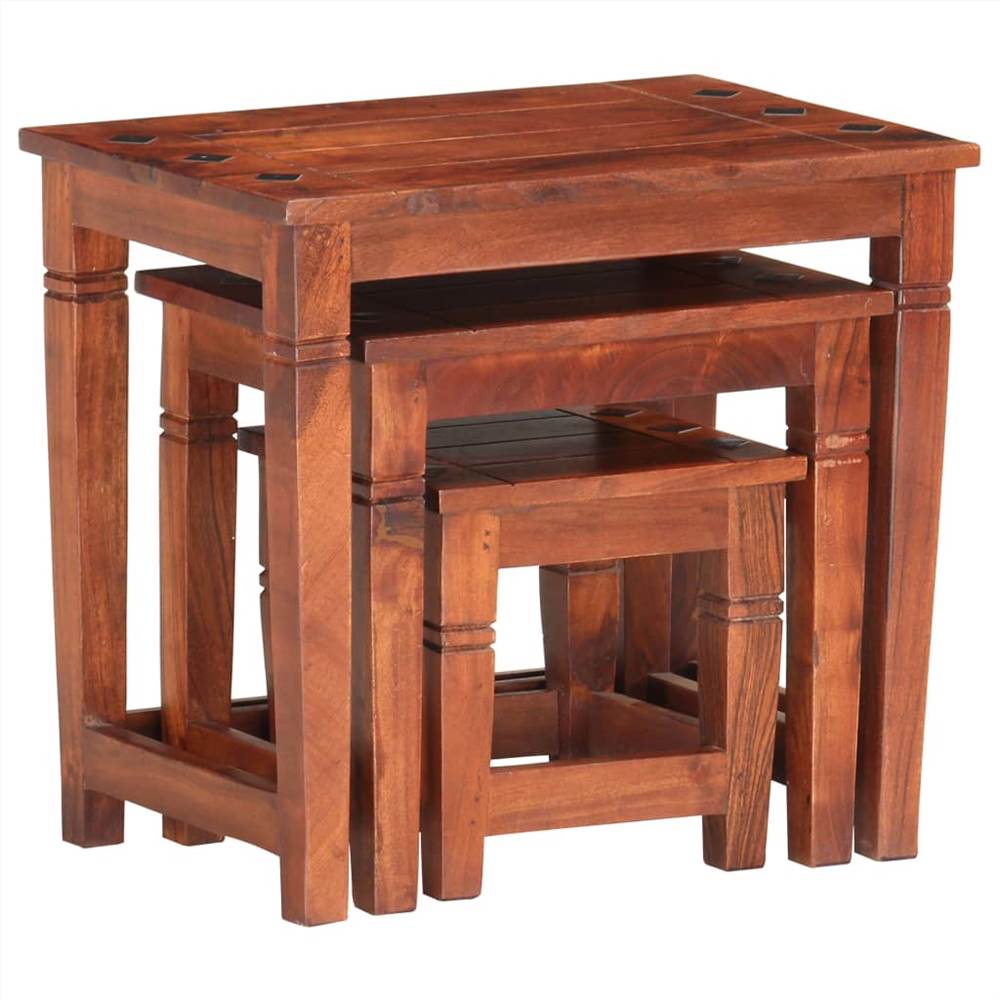 Nesting Tables 3 pcs Solid Acacia Wood