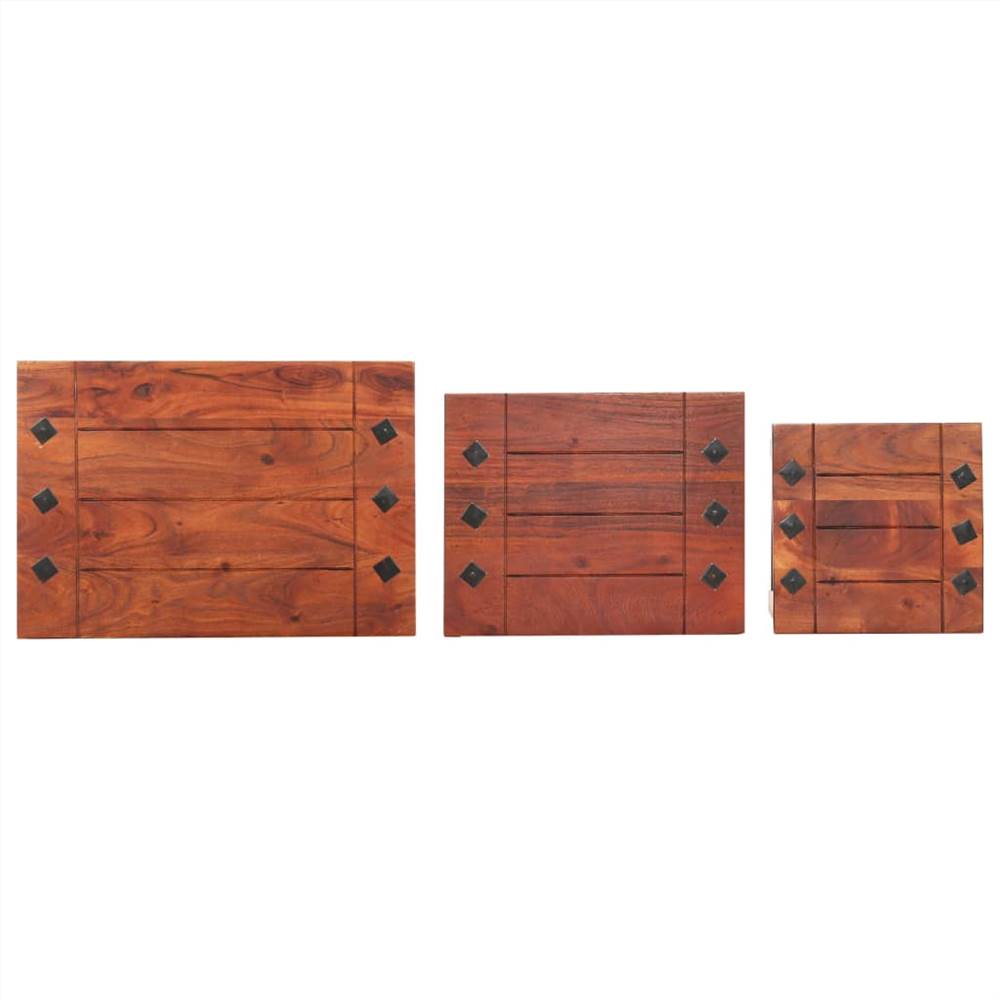 Nesting Tables 3 pcs Solid Acacia Wood