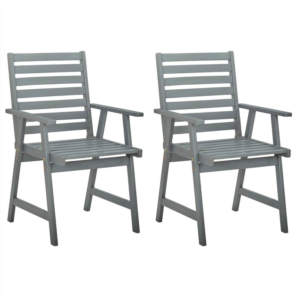 

Outdoor Dining Chairs 2 pcs Grey Solid Acacia Wood