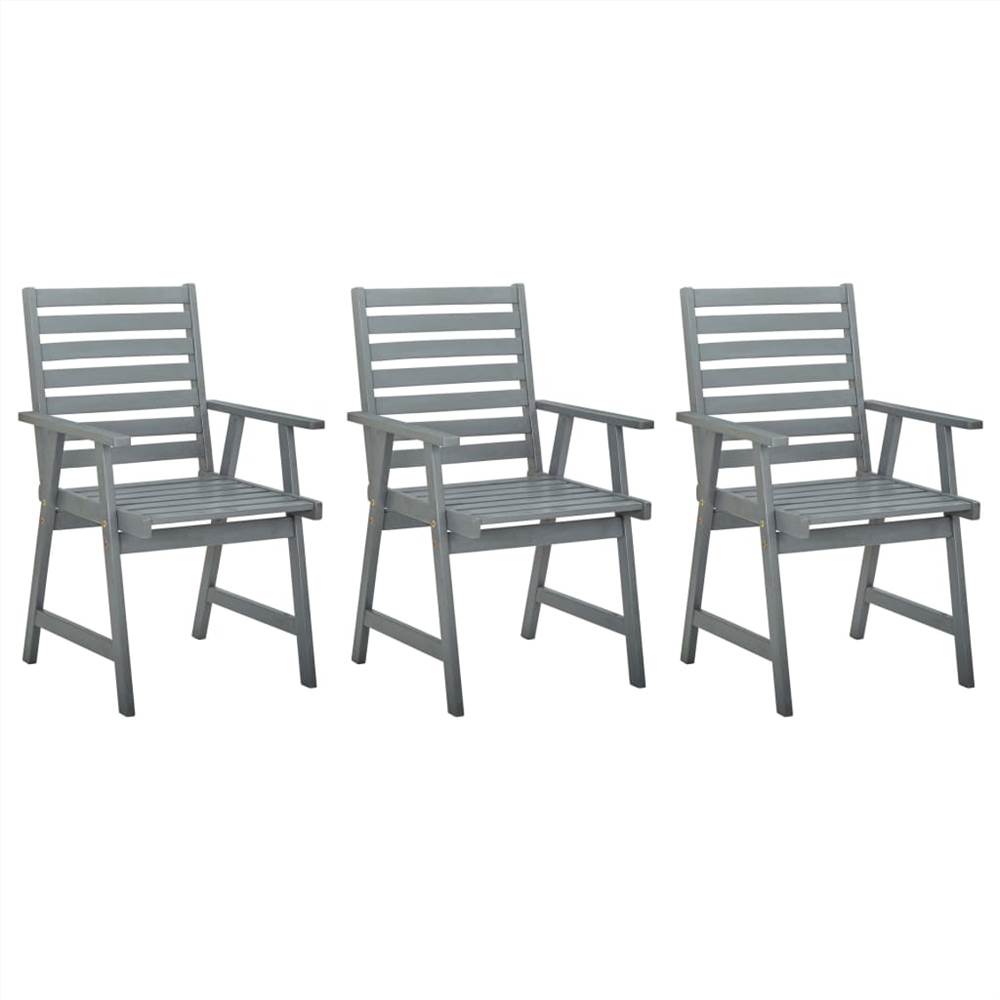 

Outdoor Dining Chairs 3 pcs Grey Solid Acacia Wood