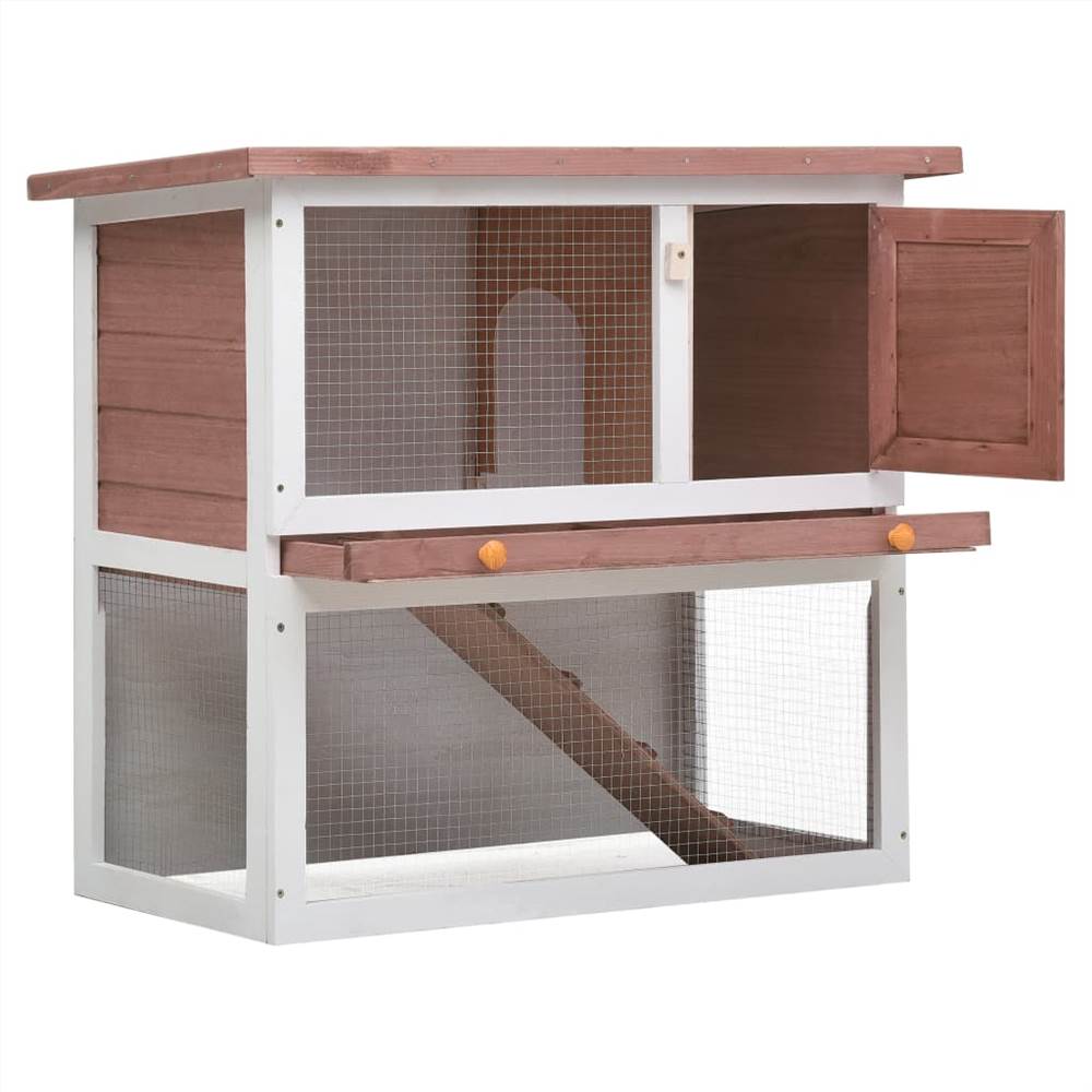 Outdoor Rabbit Hutch 1 Door Brown Wood