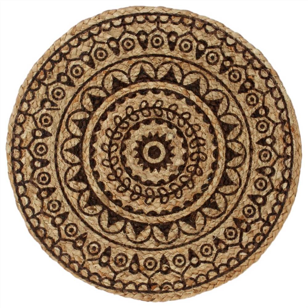 Placemats 4 pcs Dark Brown 38 cm Round Jute