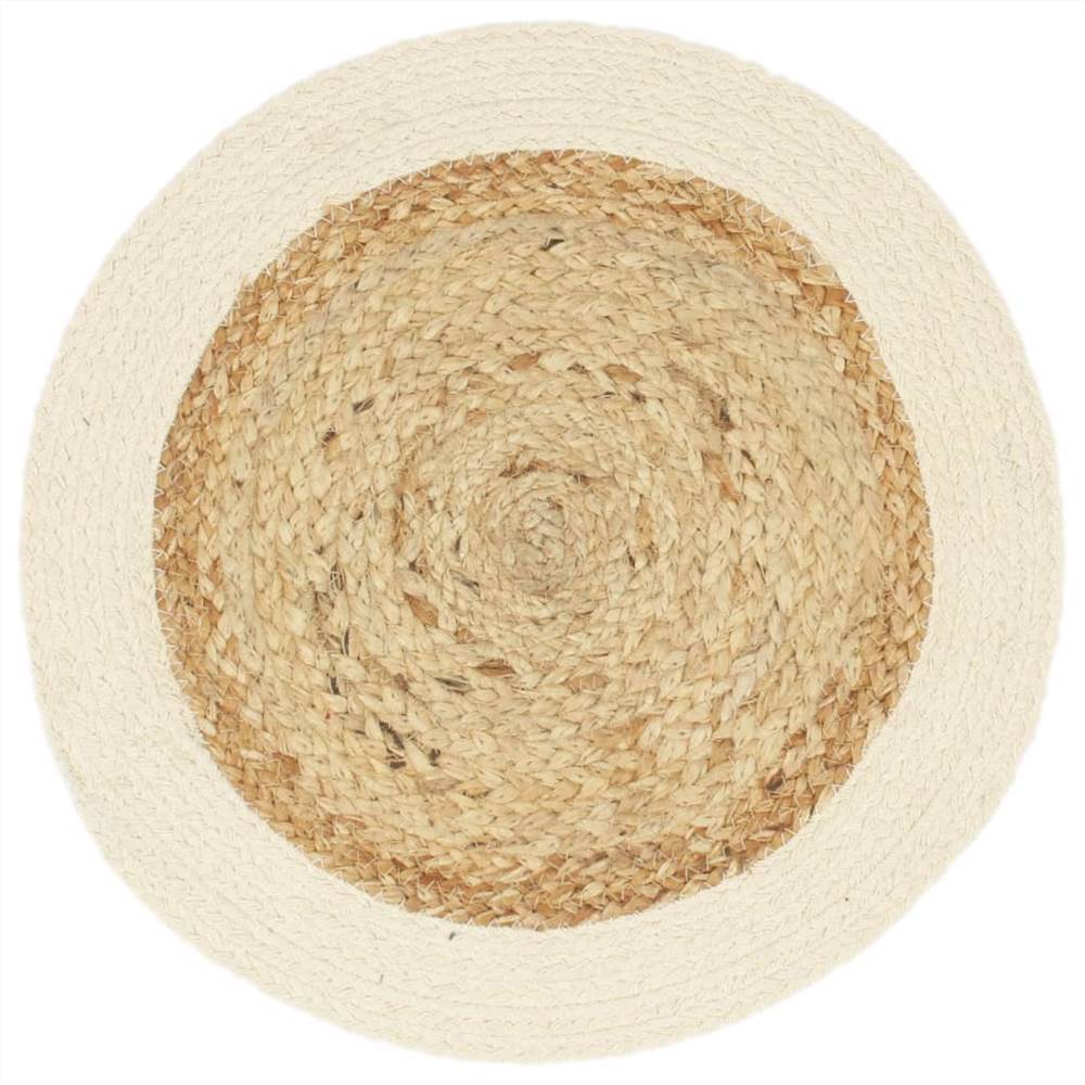 Placemats 6 Pcs Plain Natural 38 Cm Round Jute And Cotton 10 Placemats 6 pcs Plain Natural 38 cm Round Jute and Cotton
