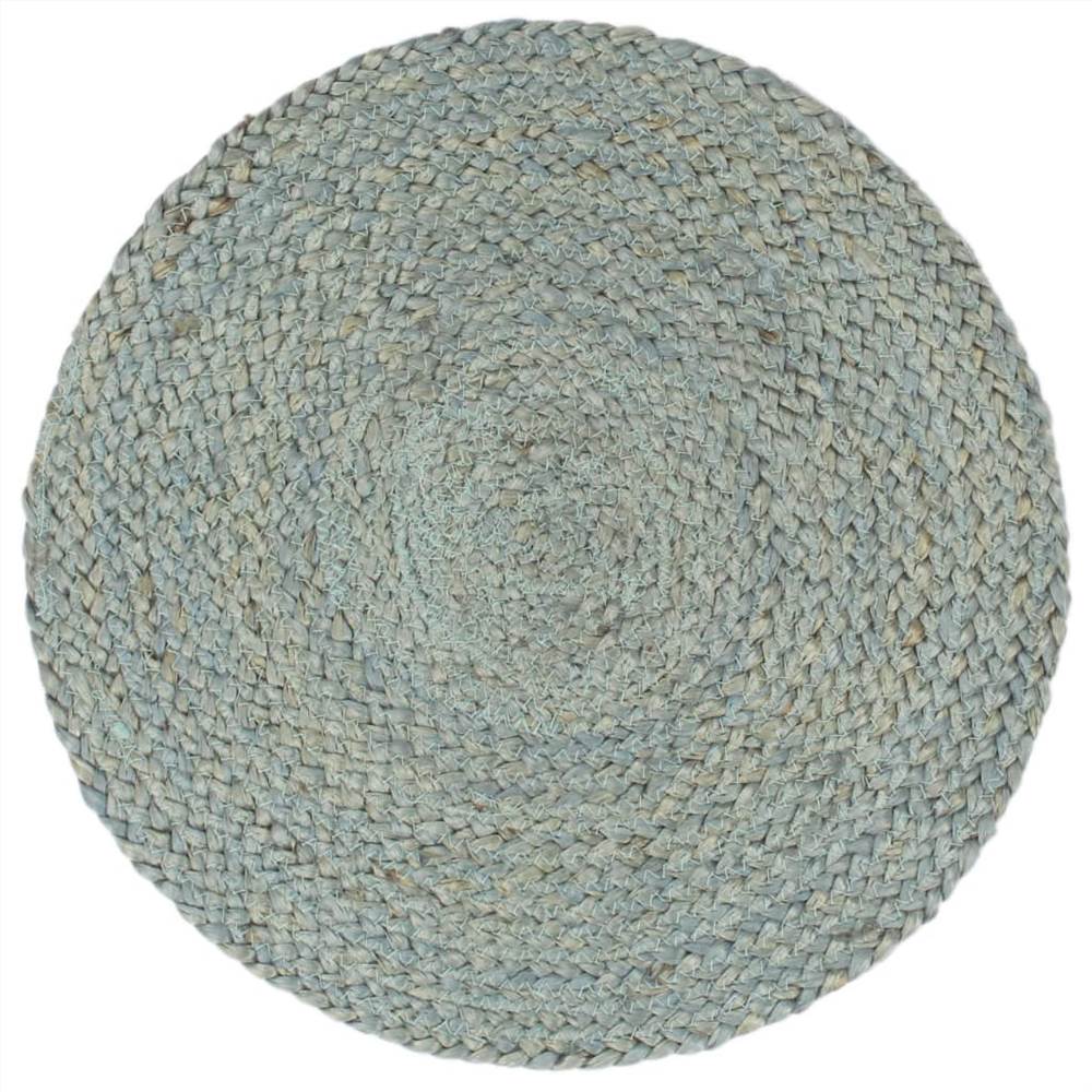 Placemats 6 pcs Plain Olive Green 38 cm Round Jute