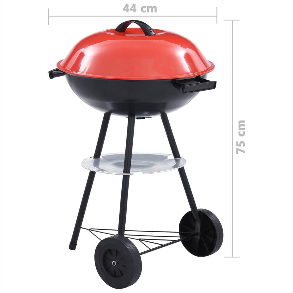 Portable XXL Charcoal Kettle BBQ Grill with Wheels 44 cm
