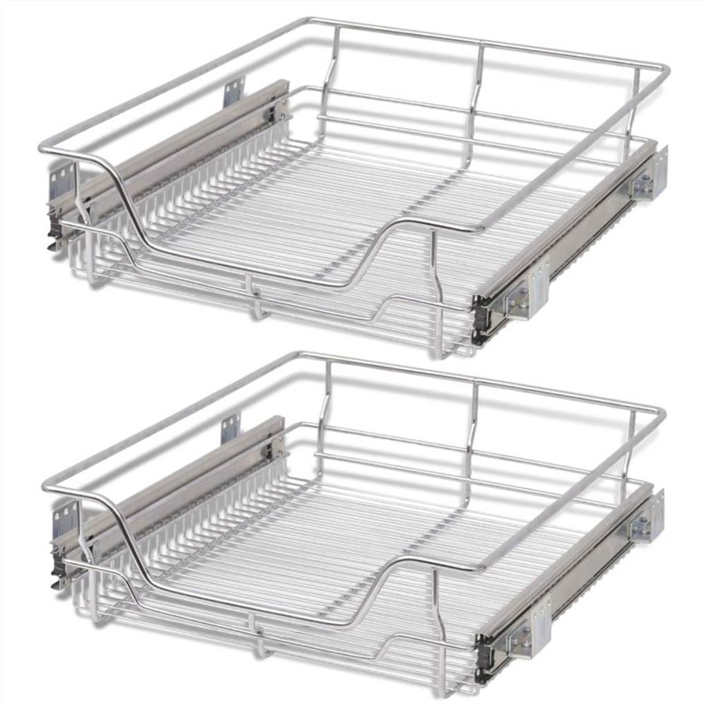 Pull-Out Wire Baskets 2 pcs Silver 500 mm