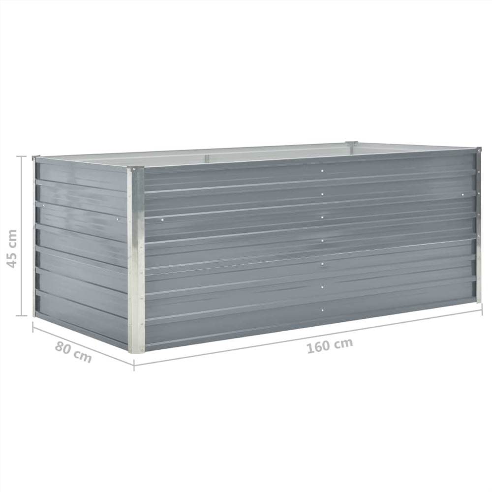 Raised Garden Bed 160x80x45 cm Galvanised Steel Grey