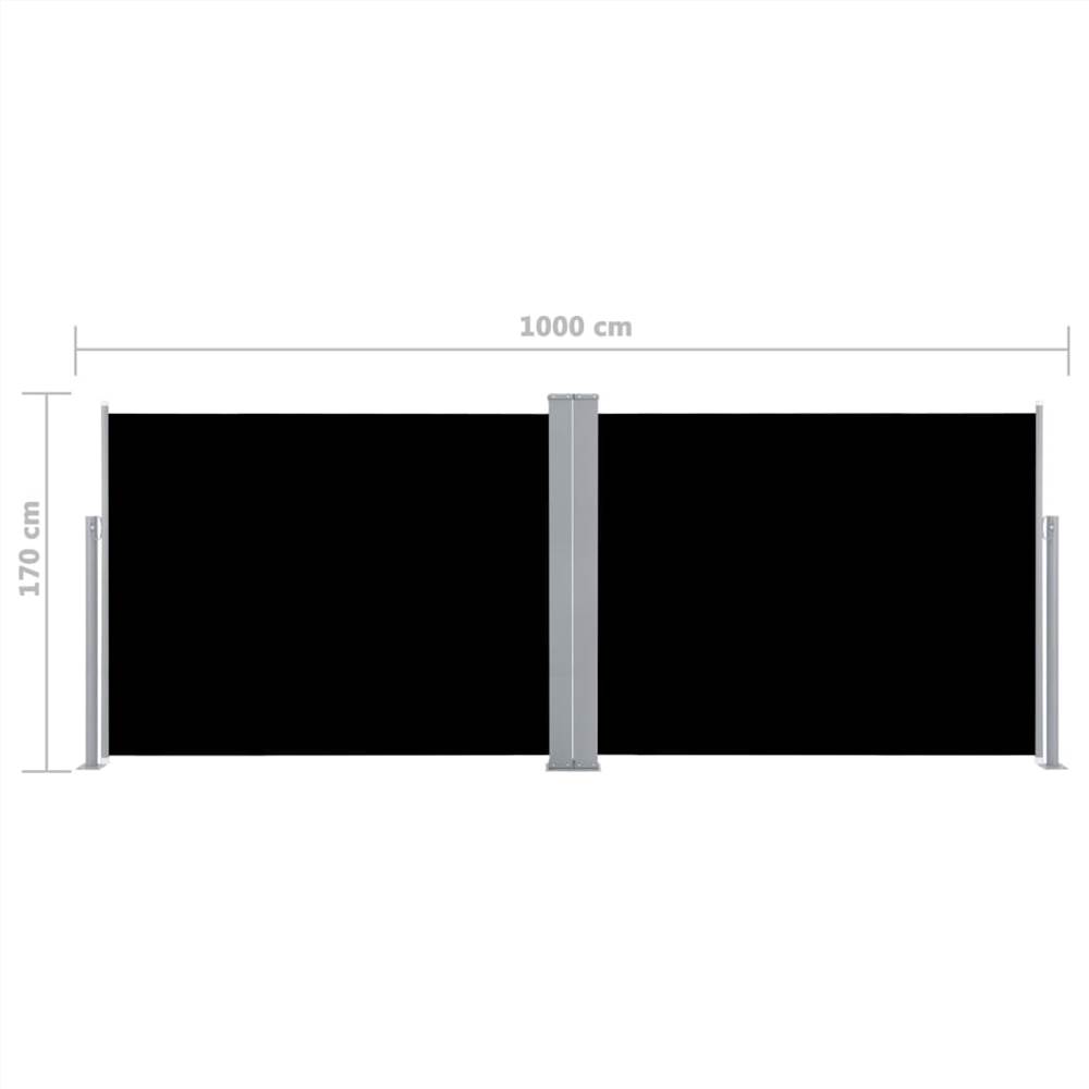 Retractable Side Awning Black 170x1000 cm