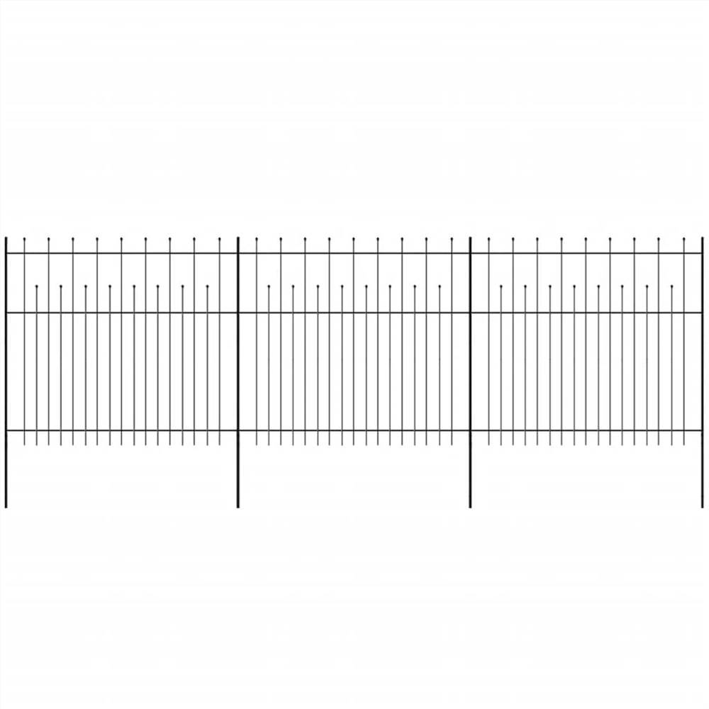 Security Palisade Fence with Pointed Top Steel 600x175 cm Black