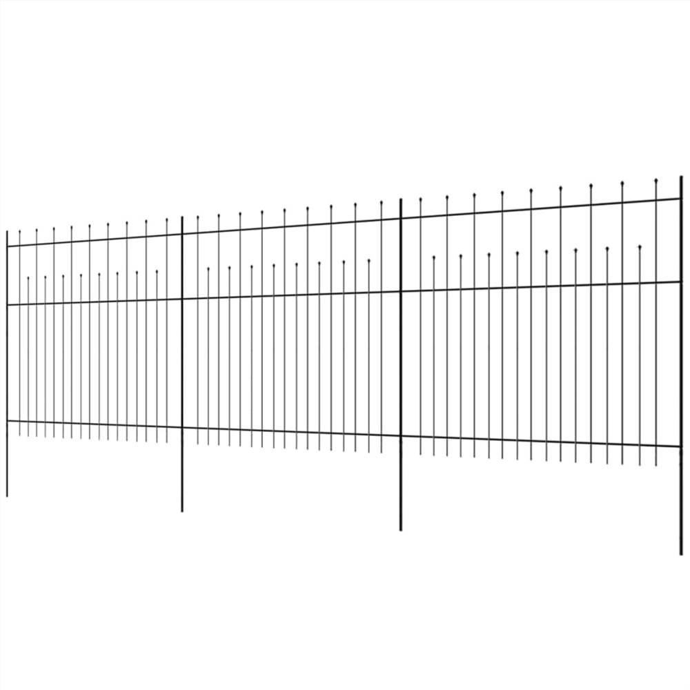 Security Palisade Fence with Pointed Top Steel 600x175 cm Black