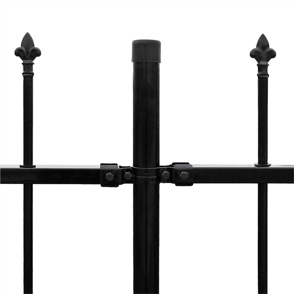 Security Palisade Fence with Pointed Top Steel 600x175 cm Black