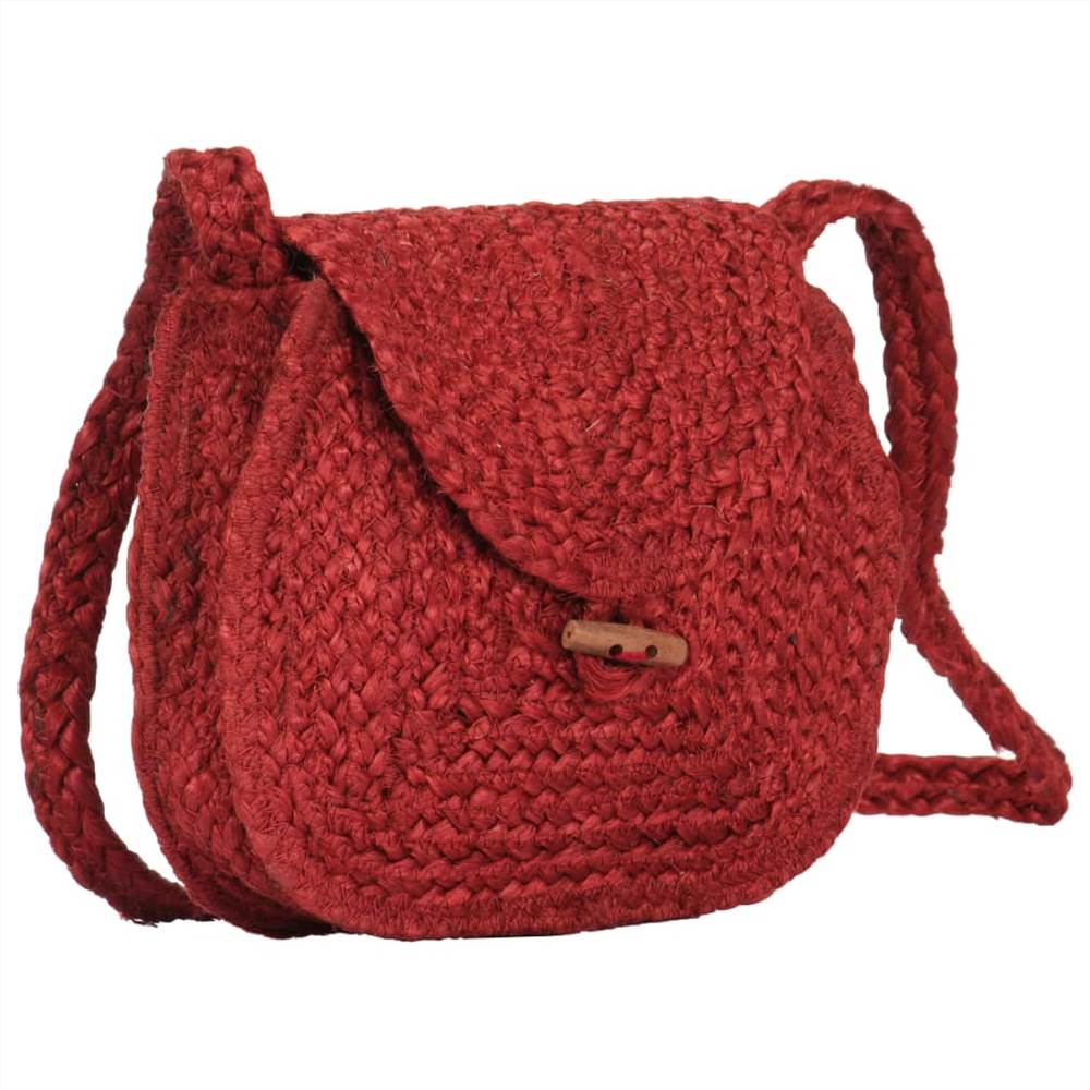 Shoulder Bag Red Handmade Jute