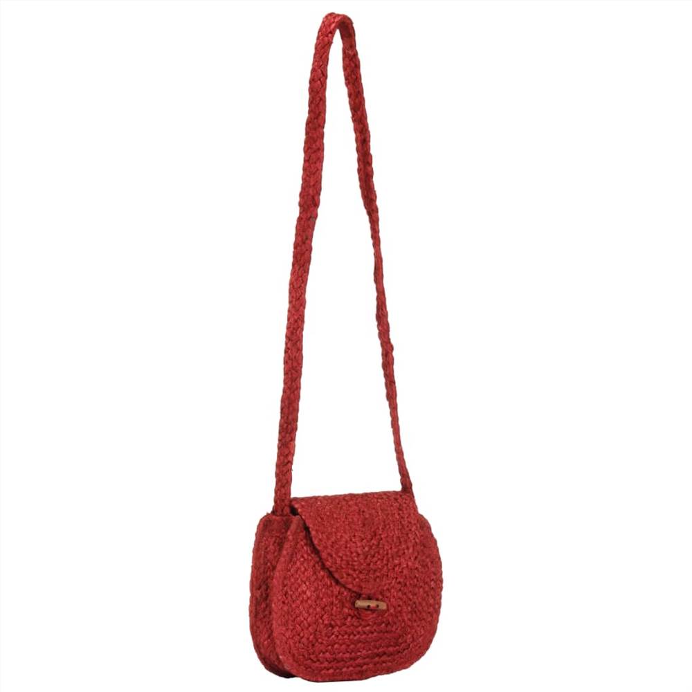 Shoulder Bag Red Handmade Jute