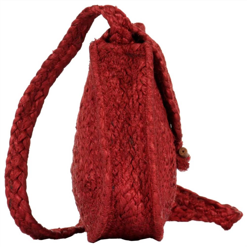 Shoulder Bag Red Handmade Jute