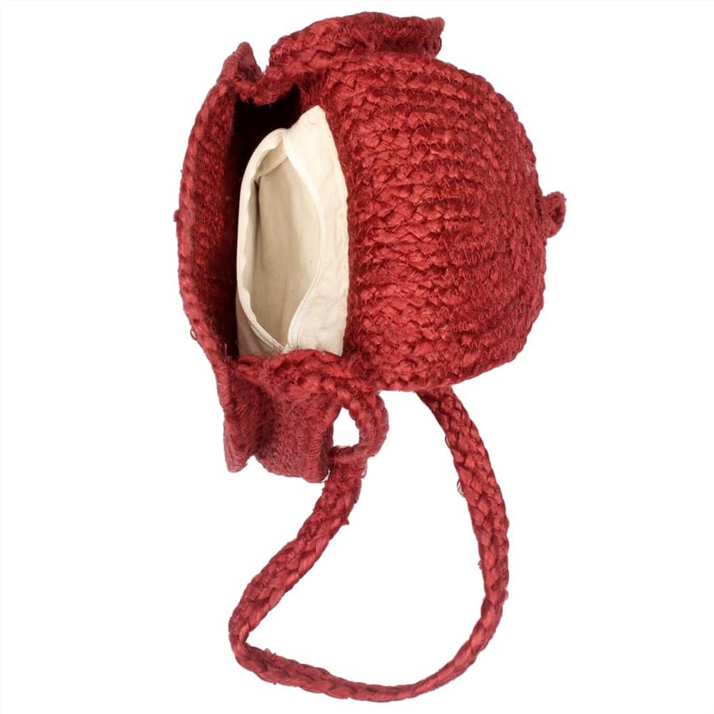 Shoulder Bag Red Handmade Jute