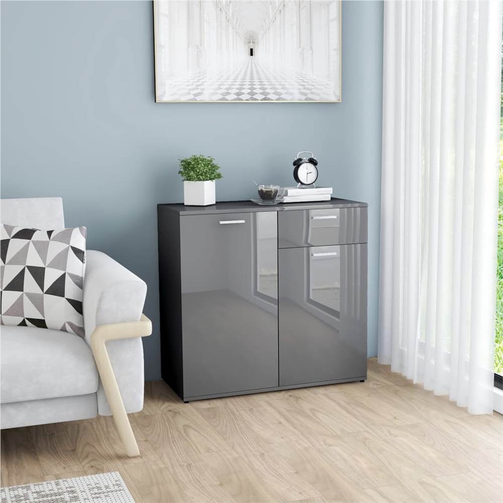 

Sideboard High Gloss Grey 80x36x75 cm Chipboard