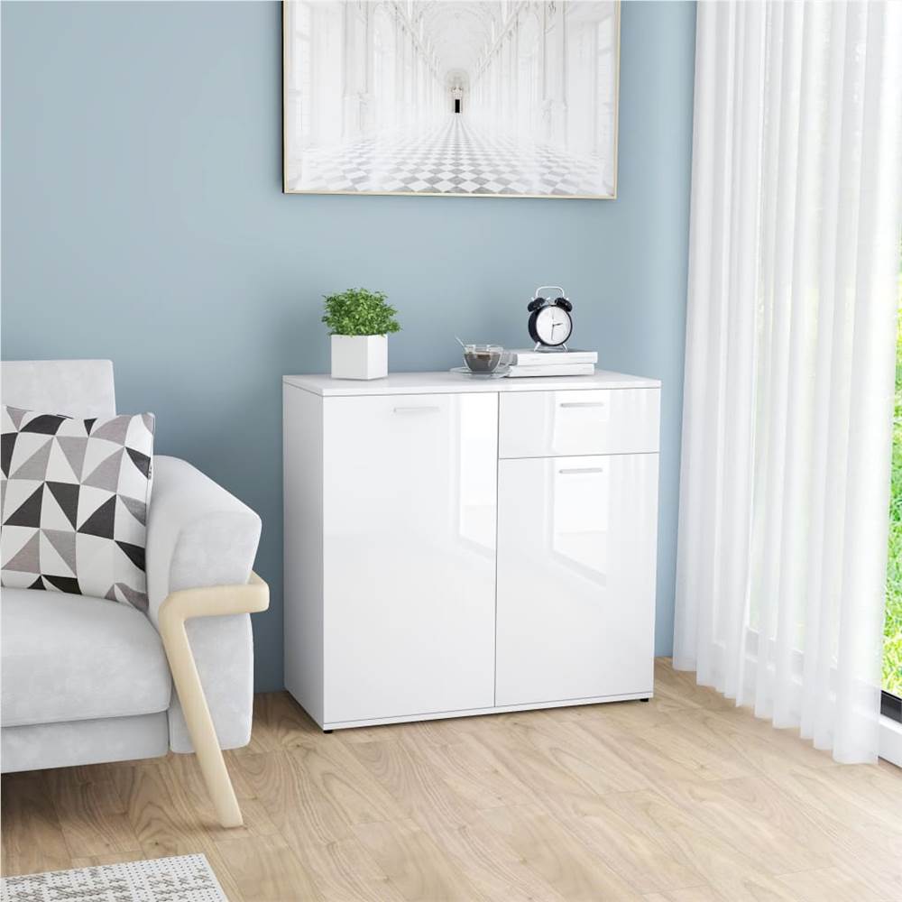 

Sideboard High Gloss White 80x36x75 cm Chipboard