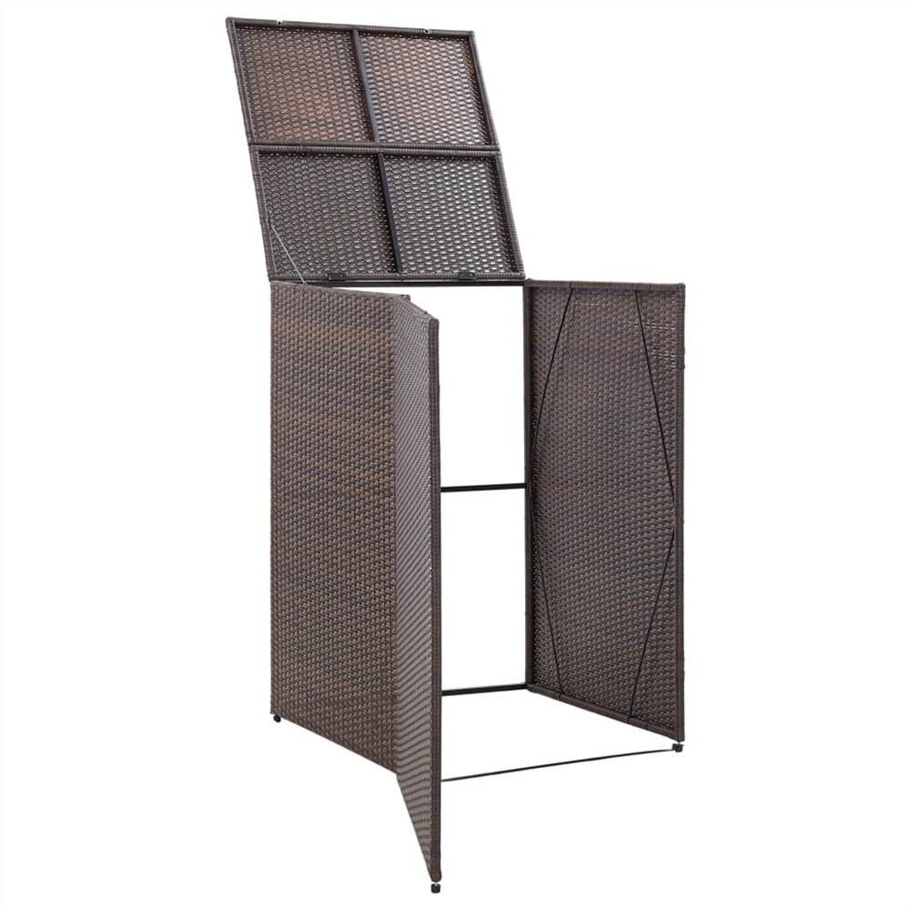 Single Wheelie Bin Shed Brown 76x78x120 cm Poly Rattan