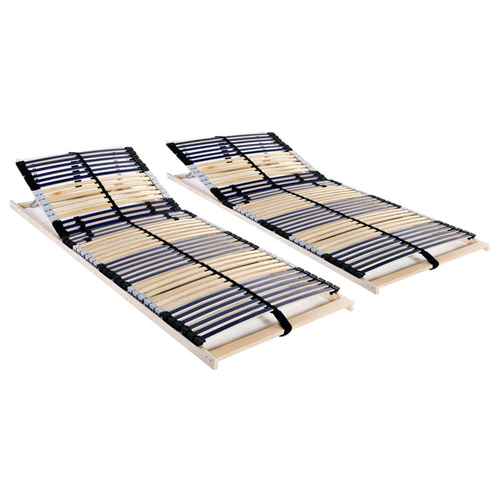 Slatted Bed Bases 2 pcs with 42 Slats 7 Zones 80x200 cm