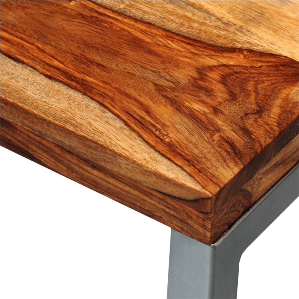 Solid Sheesham Wood Coffee Table with Steel Leg