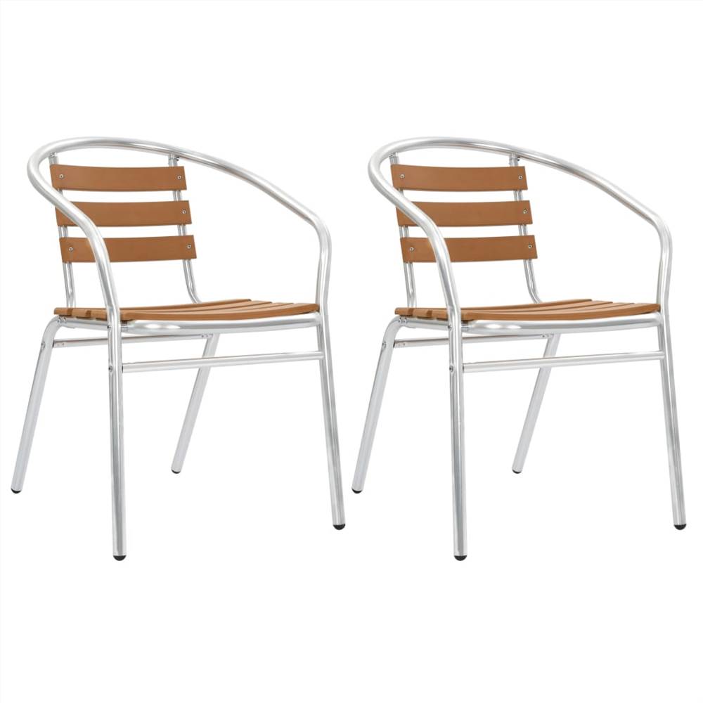 

Stackable Garden Chairs 2 pcs Aluminium and WPC Silver
