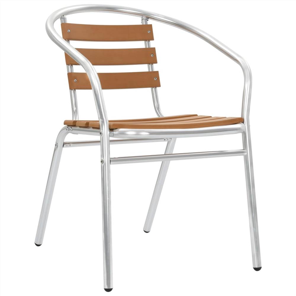 Stackable Garden Chairs 2 pcs Aluminium and WPC Silver