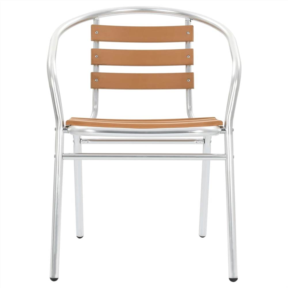 Stackable Garden Chairs 2 pcs Aluminium and WPC Silver