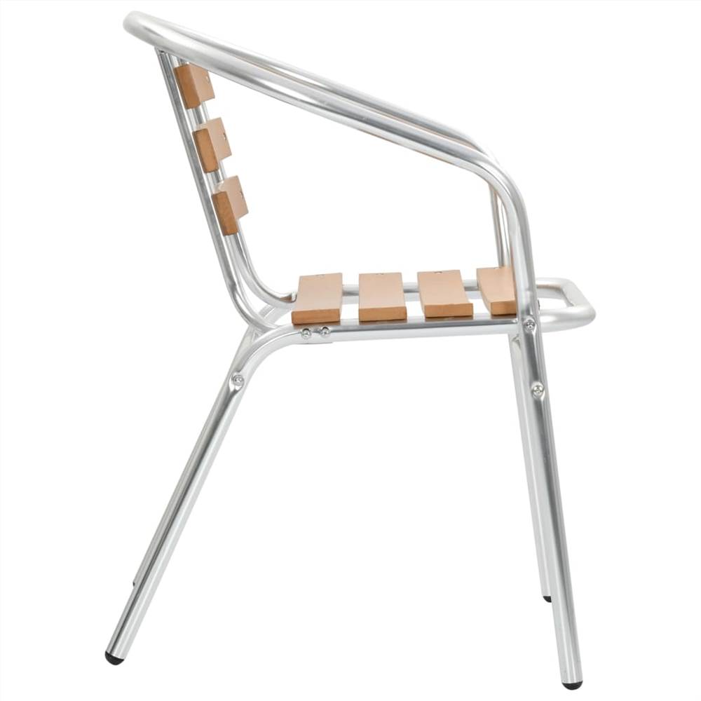 Stackable Garden Chairs 2 pcs Aluminium and WPC Silver