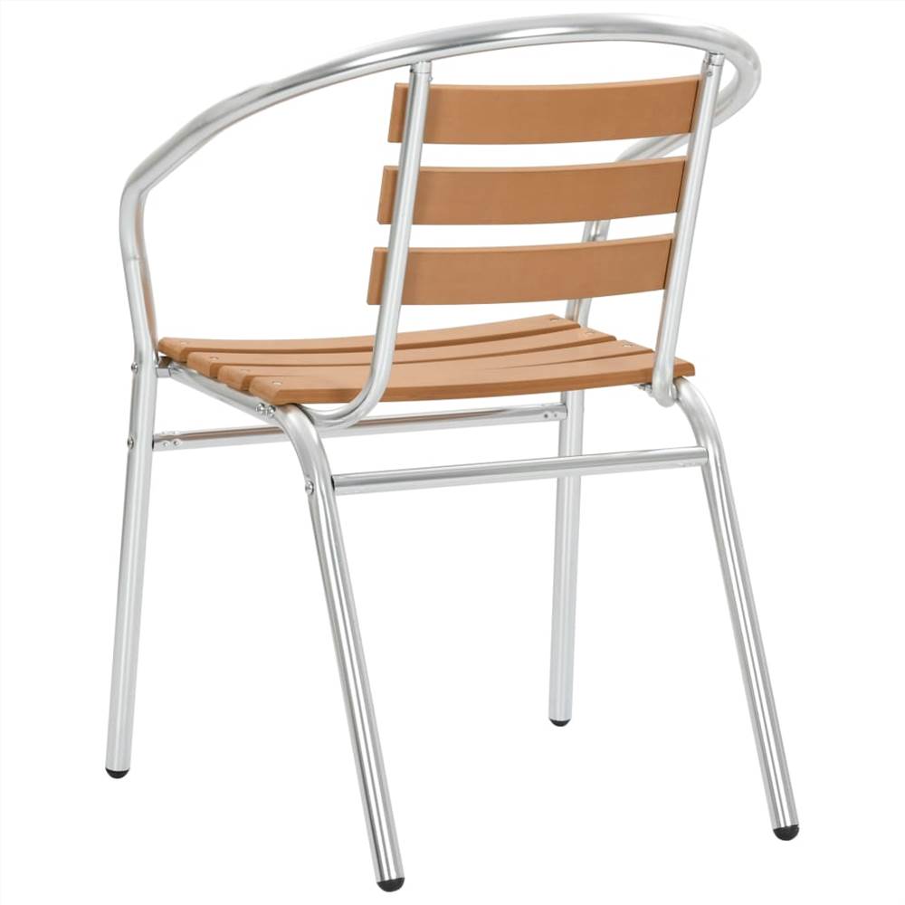 Stackable Garden Chairs 2 pcs Aluminium and WPC Silver