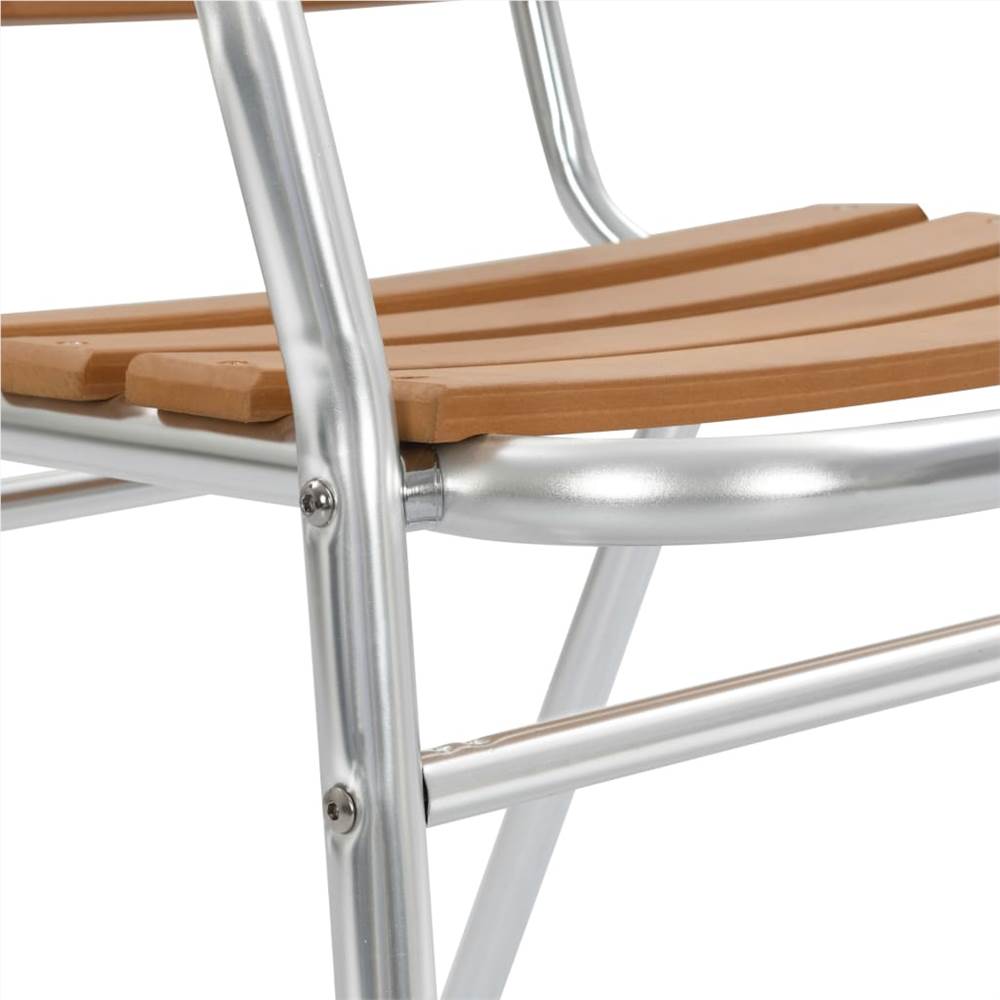 Stackable Garden Chairs 2 pcs Aluminium and WPC Silver