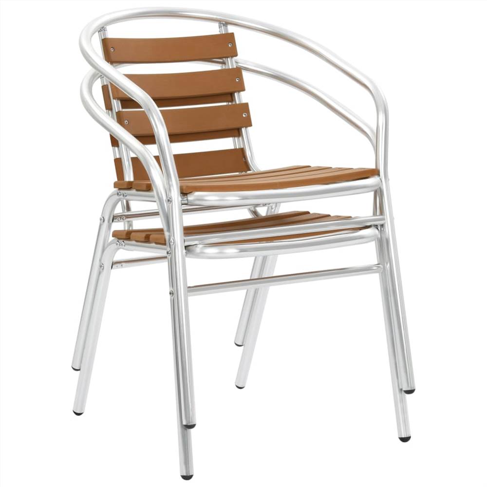 Stackable Garden Chairs 2 pcs Aluminium and WPC Silver