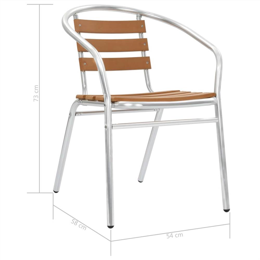 Stackable Garden Chairs 2 pcs Aluminium and WPC Silver