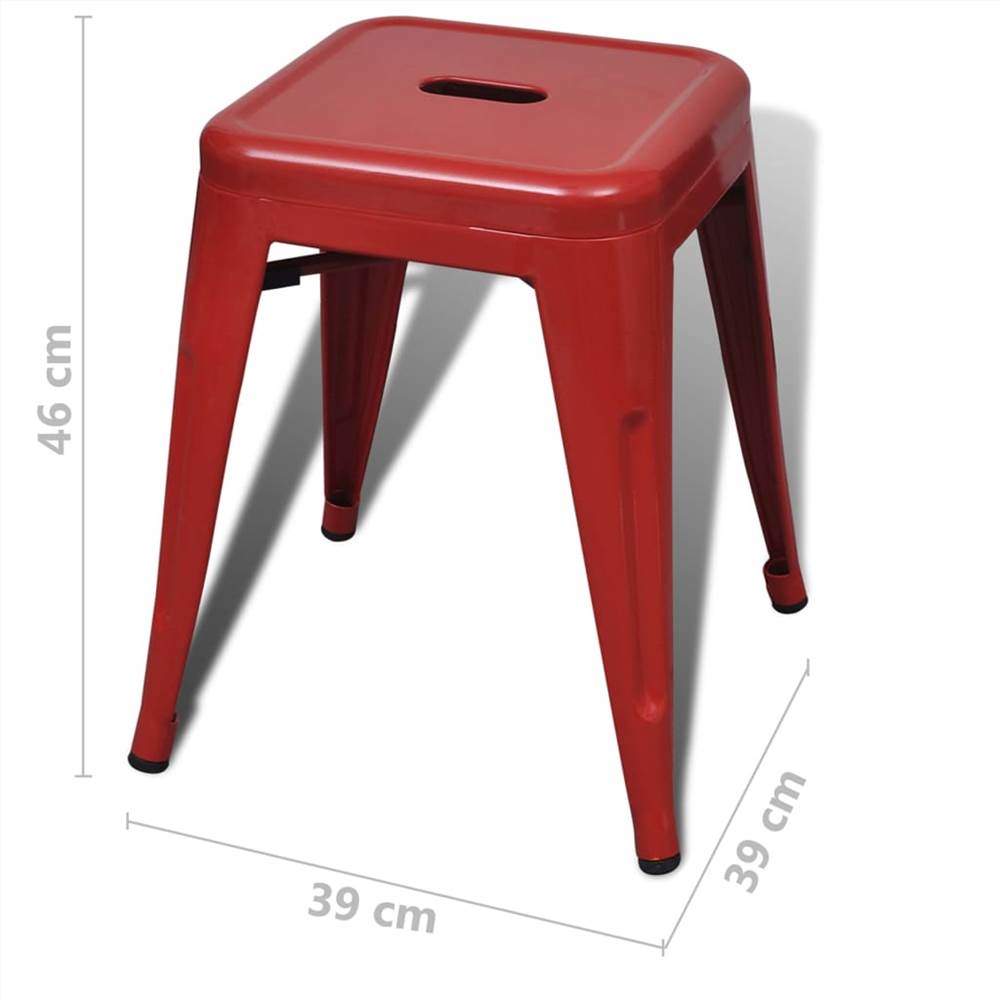 Stacking Stools 4 pcs Red Steel