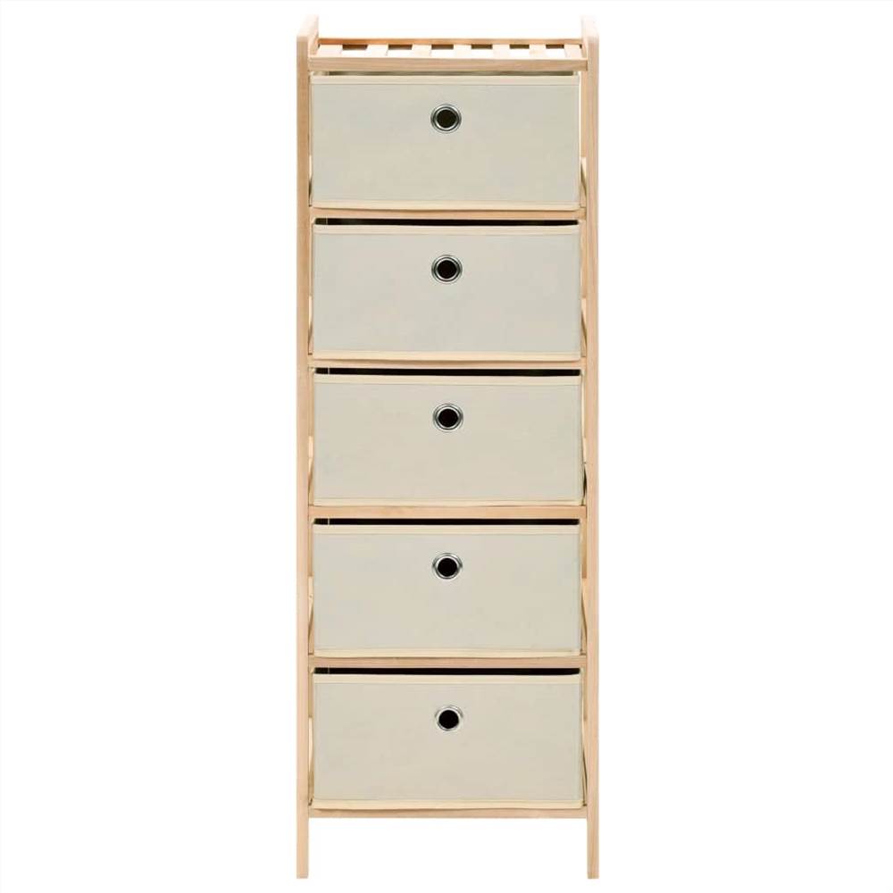 Storage Rack With 5 Fabric Baskets Cedar Wood Beige 7 Storage Rack with 5 Fabric Baskets Cedar Wood Beige