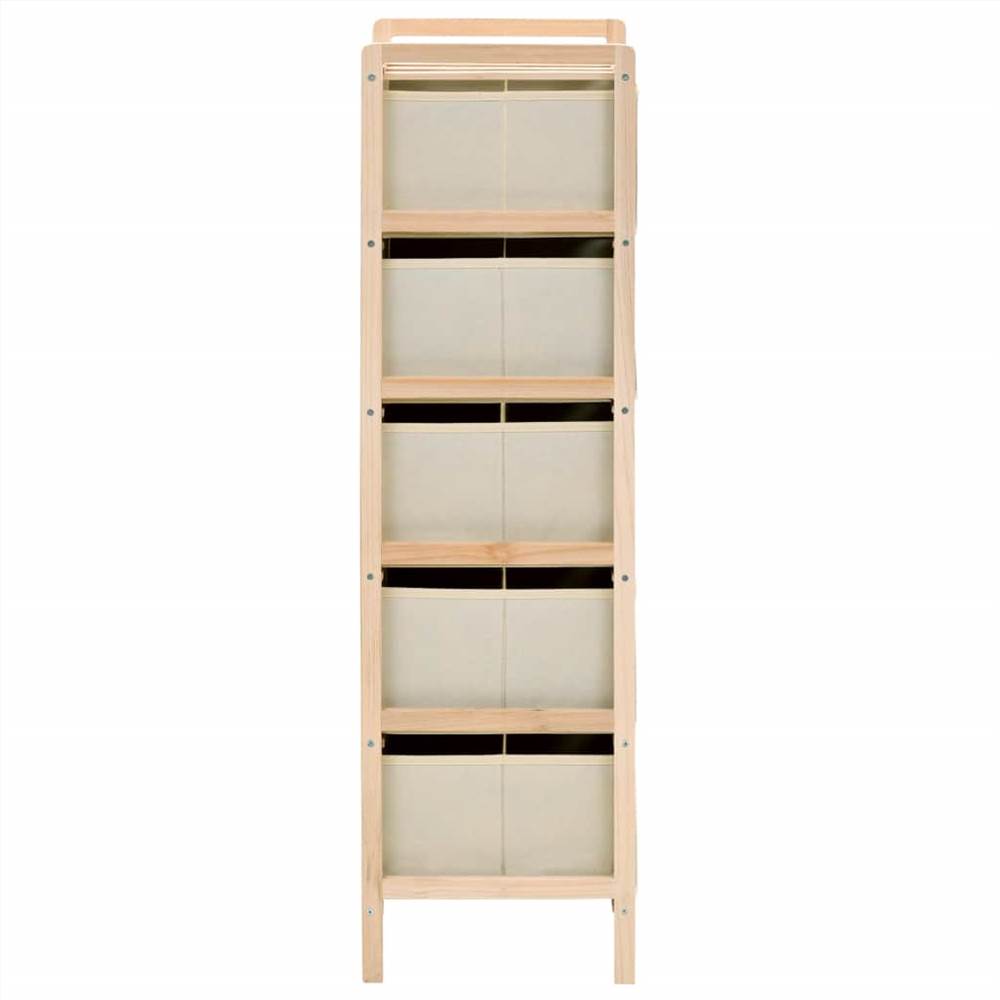 Storage Rack With 5 Fabric Baskets Cedar Wood Beige 8 Storage Rack with 5 Fabric Baskets Cedar Wood Beige