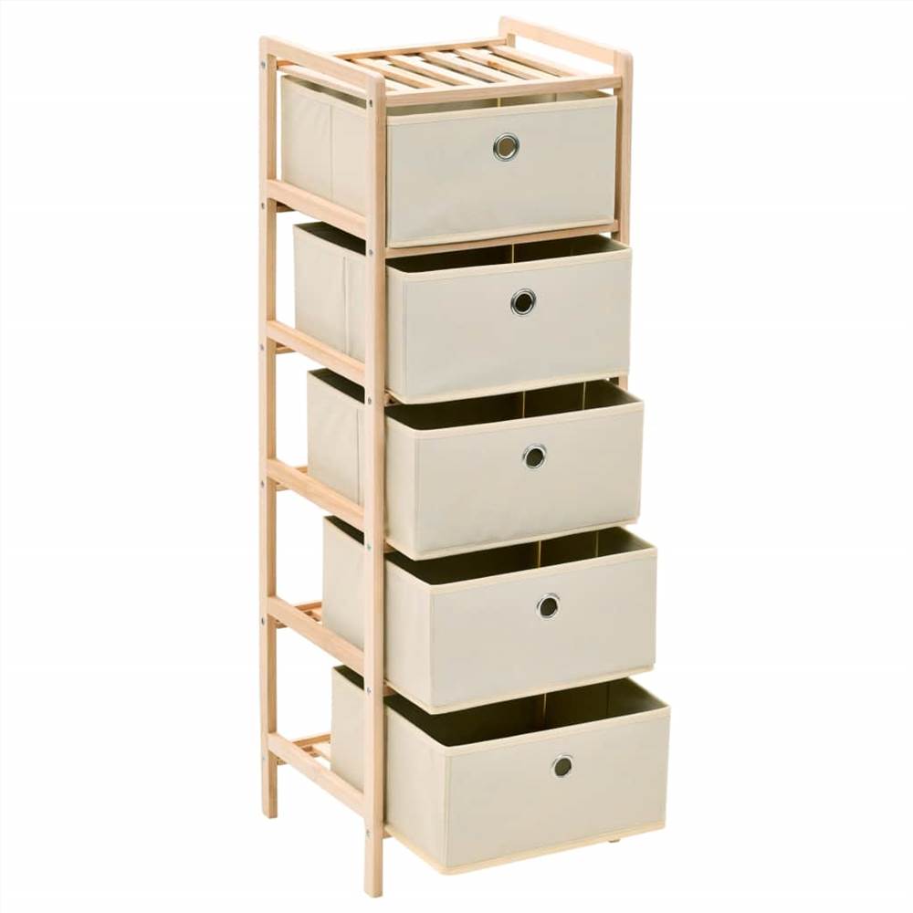Storage Rack With 5 Fabric Baskets Cedar Wood Beige 9 Storage Rack with 5 Fabric Baskets Cedar Wood Beige