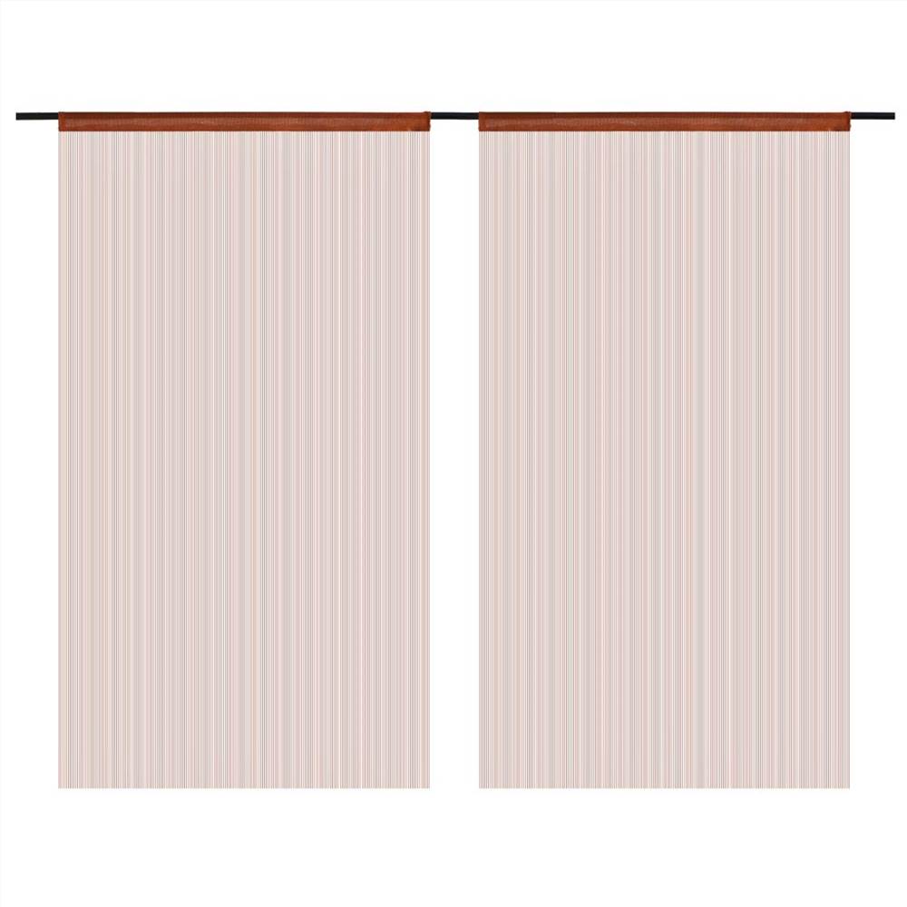 String Curtains 2 pcs 100x250 cm Brown