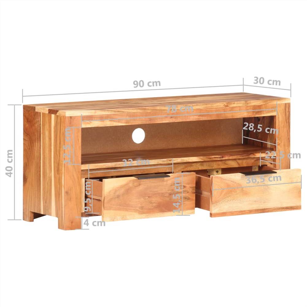 TV Cabinet 90x30x40 cm Solid Acacia Wood